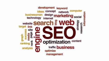 SEO animated word cloud, text design animation.